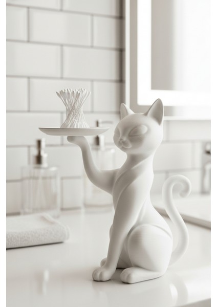 Zarif Kedi Sunumluk Organizer Beyaz Siyah Kırmızı Çok Fonksiyonel Tabağı fırsatları