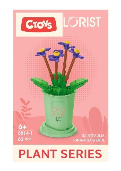 s Çiçek Blokları 8814-1 – Saintpaulia Ionantha Wendl Mini Yapı Seti (62 Parça, 6+ Yaş)