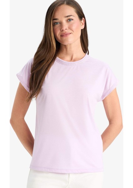 Bisiklet Yaka Basic Düz Kısa Kollu Tişört F4830AX25SM