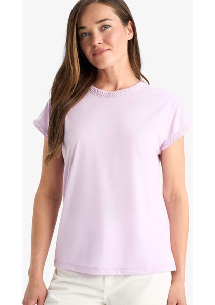 Bisiklet Yaka Basic Düz Kısa Kollu Tişört F4830AX25SM