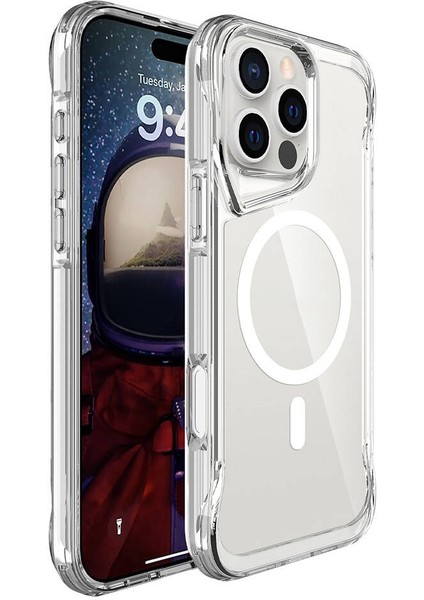 Apple iPhone 16 Pro Kılıf Mbvo Magsafe Şarj Özellikli T-Max Magsafe Kapak-Şeffaf