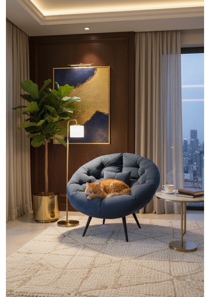 Tekli Koltuk Berjer | Premium Dinlenme & Kitap Okuma Koltuğu | Baba Koltuğu | Tv Koltuğu | Silinebilir Kumaş - Lacivert fiyatları