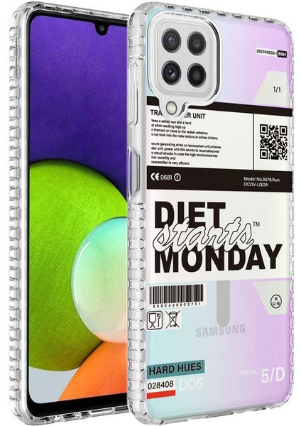 Galaxy A22 4g Kılıf Airbag Kenarlı Renkli Desenli Silikon Mbvo Elegans Kapak-No5