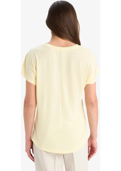 Regular Fit Bisiklet Yaka Baskılı Kısa Kollu Tişört F4848AX25SM