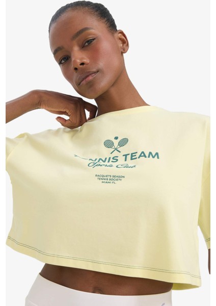 Oversize Geniş Kalıp Bisiklet Yaka Sporcu Kısa Kollu Tişört E3597AX25SM