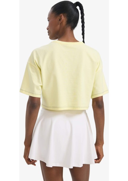 Oversize Geniş Kalıp Bisiklet Yaka Sporcu Kısa Kollu Tişört E3597AX25SM