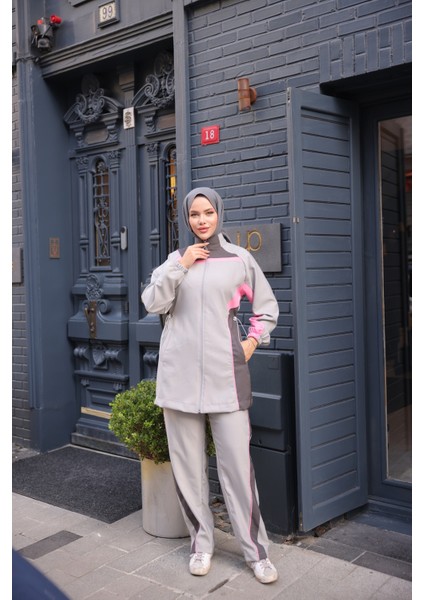 Kadın Tesettür Eşofman Takımı Fermuarlı Alt Üst Eşofman Takımı 522