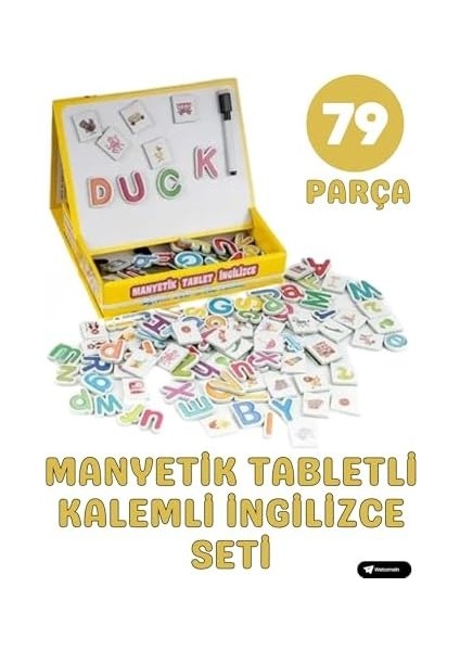 Oyuncak Ingilizce Manyetik Tabletli Silinebilir Kalemli 79 Parça Eğitici Ingilizce Harf Seti - Yazı Tahtalı