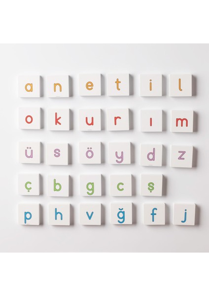 Manyetik Renkli Harf Blokları - Alfabe - Meb Yeni Harf Gruplarına Göre Eğitici Oyuncak