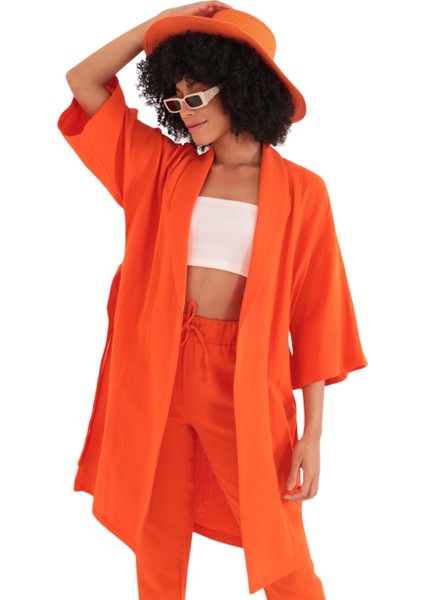 Rahat Kesim Kimono Üst - Turuncu fiyatları