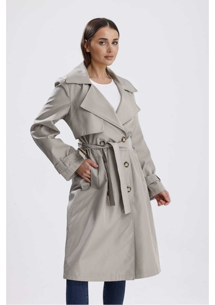 Gri Astarlı Trençkot