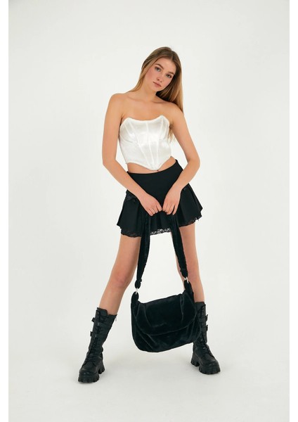 Siyah Toscana / Black Renk Peluş Kapaklı Postacı Çapraz Askılı Omuz Okul Çantası