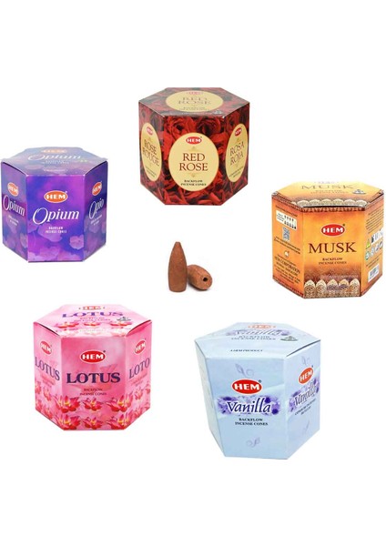 10 Adet Geri Akış Backflow Şelale Tütsü Konisi Tütsü Back 5 Çeşit Karışık