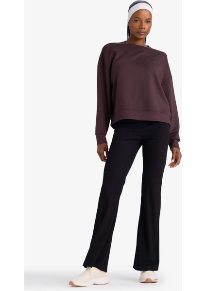 Fit Flare Fit Toparlayıcı Yüksek Bel İspanyol Paça Standart Boy Ribana Sporcu Pantolon