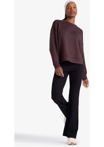 Fit Flare Fit Toparlayıcı Yüksek Bel İspanyol Paça Standart Boy Ribana Sporcu Pantolon