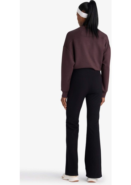 Fit Flare Fit Toparlayıcı Yüksek Bel İspanyol Paça Standart Boy Ribana Sporcu Pantolon