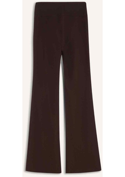 Flare Fit Toparlayıcı Yüksek Bel İspanyol Paça Standart Boy Ribana Sporcu Pantolon F5040AX25WN