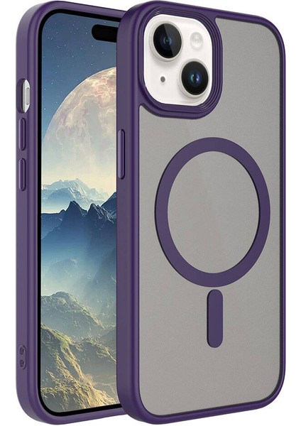 Apple iPhone 15 Kılıf Mat Arka Yüzey Wireless Şarj Özellikli Zore Flet M-Safe Kapak