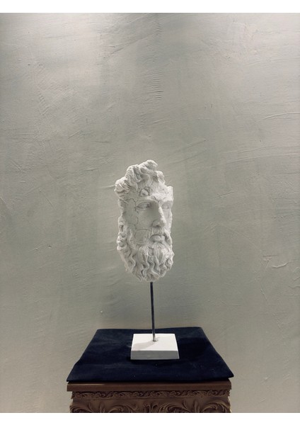 Dekoratif Antik Yunan Poseidon Büst Heykeli 54×24 cm | Boyanabilir Polyester Modern Standlı Heykel | Denizler Tanrısı Figürü | Ev & Ofis Dekorasyonu modelleri