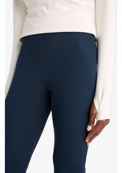 Fit Flare Fit Toparlayıcı Yüksek Bel İspanyol Paça Standart Boy Ribana Sporcu Pantolon