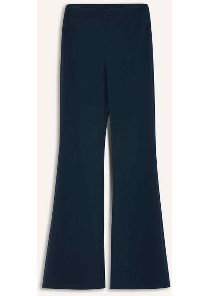 Fit Flare Fit Toparlayıcı Yüksek Bel İspanyol Paça Standart Boy Ribana Sporcu Pantolon