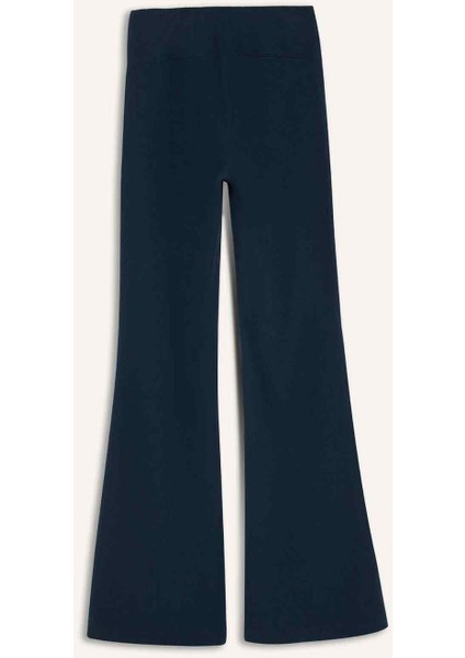 Fit Flare Fit Toparlayıcı Yüksek Bel İspanyol Paça Standart Boy Ribana Sporcu Pantolon