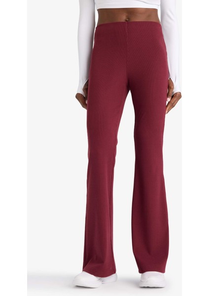 Fit Flare Fit Toparlayıcı Yüksek Bel İspanyol Paça Standart Boy Ribana Sporcu Pantolon