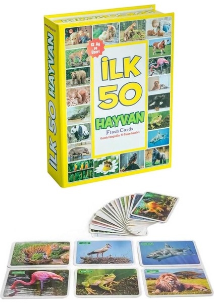 Oyuncak Minik Bebeğimin Ilk 50 Hayvanlar Kartları Kart 2'li Set Anaokul ve Kreş Seviyesi Için Uygun +12 Ay Üzeri modelleri