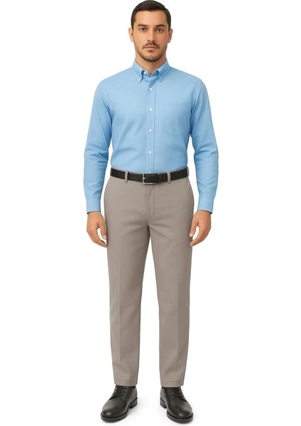 Rahat Kesim Pamuklu Keten Bej Baba Erkek Pantolon