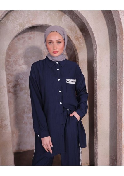 Tesettür Dantel Şeritli Tunik Pantolon 2'li Takım fiyatları