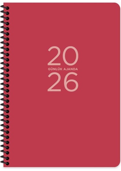 2026 - 17X24 Spiralli Günlük Ajanda -Kırmızı