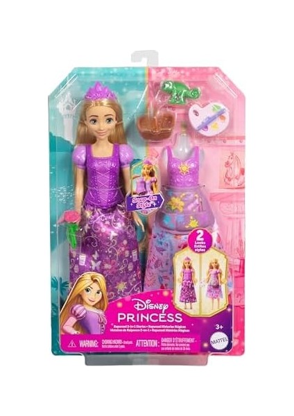 Mattel Prensesi Oyuncakları, 2 Farklı Görünüme Sahip Rapunzel Bebek, 9 Aksesuar, Takılıp Çıkarılabilen 2 Büstiyer ve 2 Etek, Karmakarışık'tan Ilham Alan 2'si 1 Arada Hikayeler, JBG09