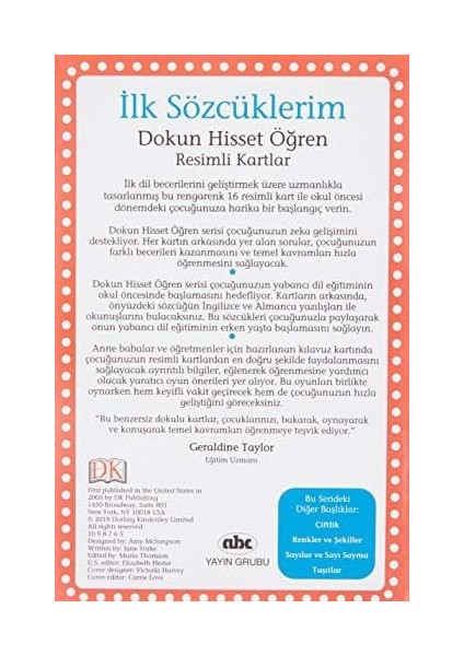 Ilk Sözcüklerim Dokun Hiset Öğren: Dokun Hisset Öğren Resimli Kartlar fiyatları