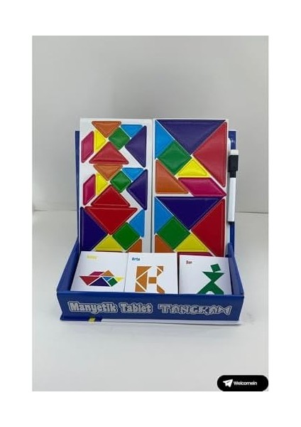 Oyuncak Tangram Manyetik Tabletli Silinebilir Kalemli 96 Parça Eğitici Tangram Semboller Seti Yazı Tahtalı fiyatları