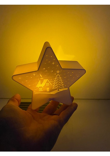 Yılbaşı Süsü Ledli Ev ve Ledli Yıldız Dekorasyon 2 Li Set 2 Adet LED Mum Dahildir modelleri