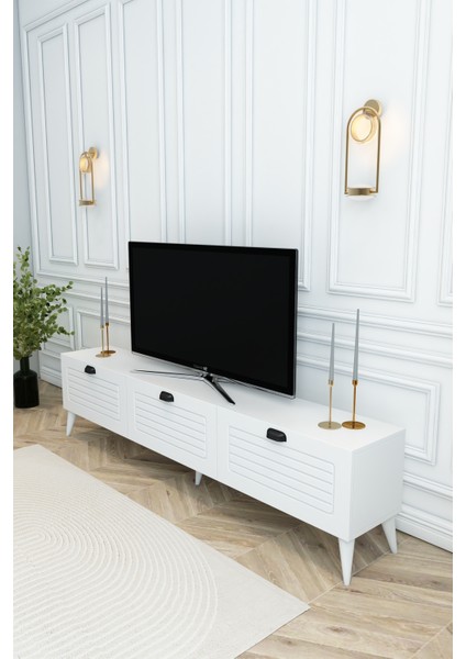 Country Model 150 cm TV Ünitesi - MDF Membran Kapak Modern TV Sehpası | Beyaz Renk Televizyon Konsolu fiyatları
