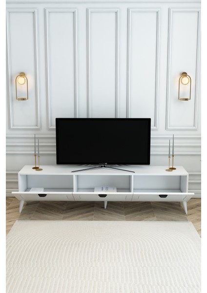 Country Model 150 cm TV Ünitesi - MDF Membran Kapak Modern TV Sehpası | Beyaz Renk Televizyon Konsolu modelleri