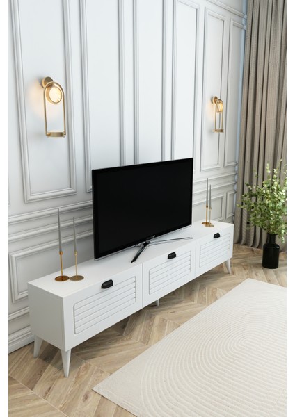 Country Model 150 cm TV Ünitesi - MDF Membran Kapak Modern TV Sehpası | Beyaz Renk Televizyon Konsolu fırsatları