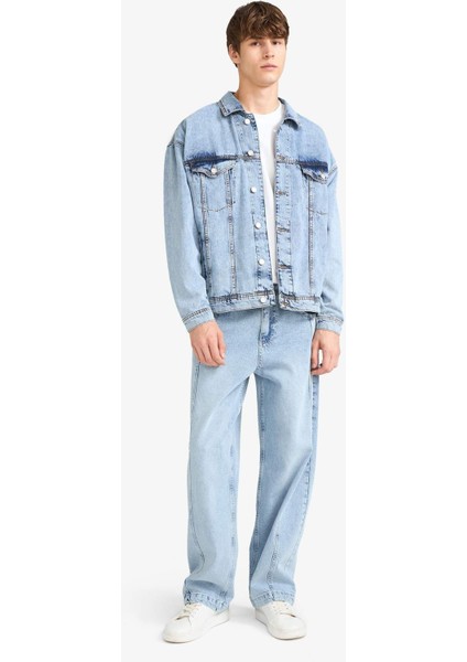 Oversize Geniş Kalıp Düğmeli Denim Ceket F4737AX25AU