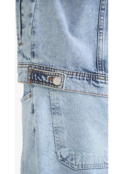 Oversize Geniş Kalıp Düğmeli Denim Ceket F4737AX25AU