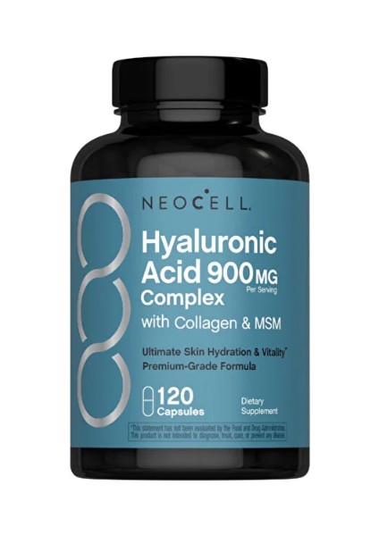 Hyaluronic Acid Complex 900MG 120 Capsules With Bioactive Collagen Peptides & Msm Premium Grade