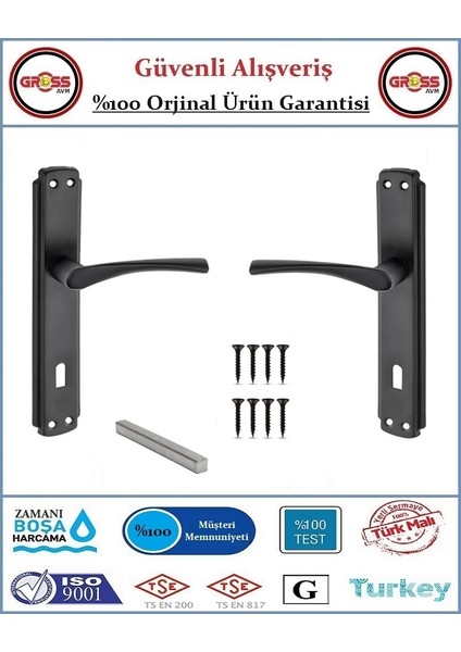 Mat Siyah İç Oda Kapı Kolu - 1 Takım Ön ve Arka fiyatları