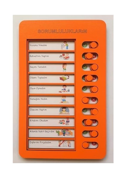 Eğitici Günlük Rutin Checklist Görev ve Sorumluluk Tablosu (Turuncu)