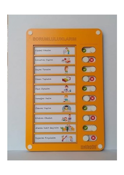 Eğitici Günlük Rutin Checklist Görev ve Sorumluluk Tablosu (Turuncu) fiyatları