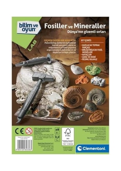 Bilim ve Oyun Fosiller ve Mineraller Kazı Seti modelleri
