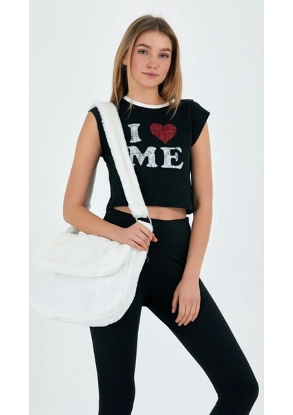 Beyaz Toscana / Beyaz Renk Peluş Kapaklı Postacı Çapraz Askılı Omuz Okul Çantası fiyatları