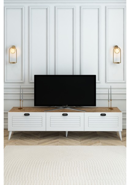 Country Model 150 cm TV Ünitesi - MDF Membran Kapak Modern TV Sehpası | Çam Renk Televizyon Konsolu