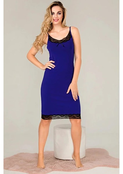 Lady Lacivert Dantel Detaylı Gecelik