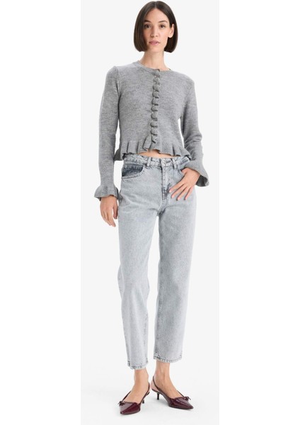 Regular Fit Bisiklet Yaka Triko Hırka