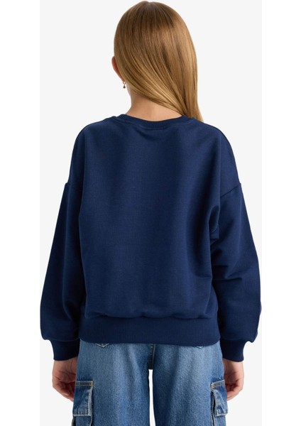 Kız Çocuk Relax Fit Bisiklet Yaka Baskılı Sweatshirt E8894A825AU